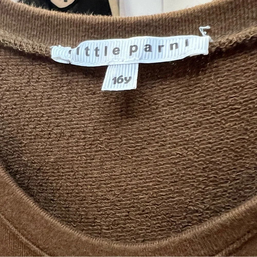 Little Parni Girls Brown Tiered Sweatshirt Dress Sz 16 fall winter spring casual